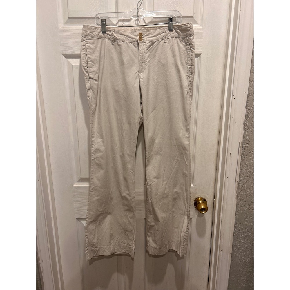 Old‎ Navy Womens Khaki Wide Leg Chino Pants Size 12 Beige Cotton Ripstop Casual